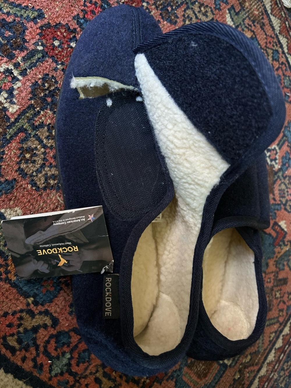 RockDove Navy Men's Plush Slip-On Slippers